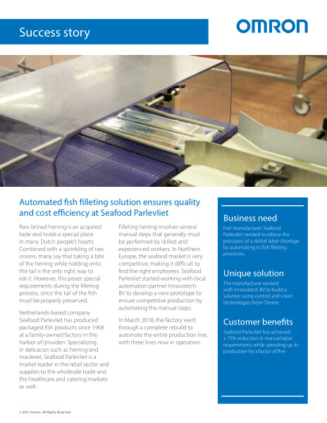 Automated fish filleting solution ensures quality and cost efficiency at Seafood Parlevliet.