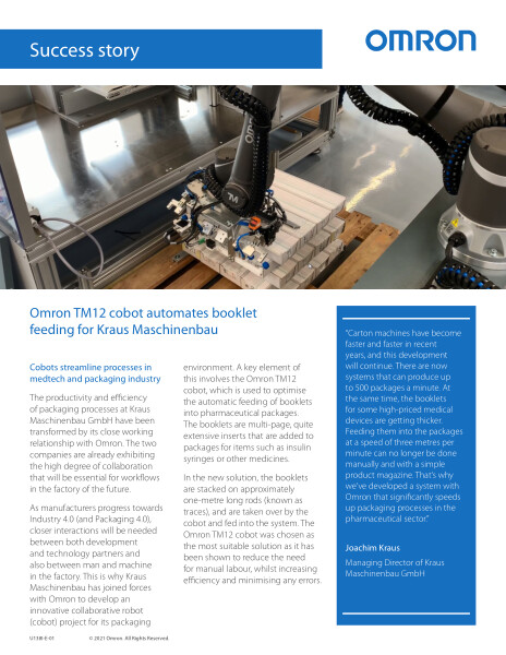 Cobots streamline processes in medtech and packaging industry.