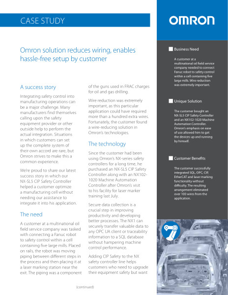 See how one customer successfully integrated SQL, OPC, CIP, EtherCAT and laser marking functionality without difficulty -- and eliminated more than 100 wires in the process.